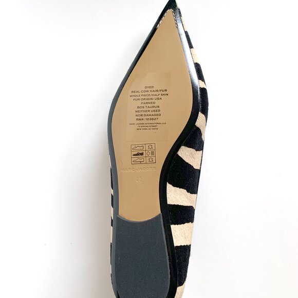 Marc Jacobs Black and Cream Striped Flats - Picture 2 of 6